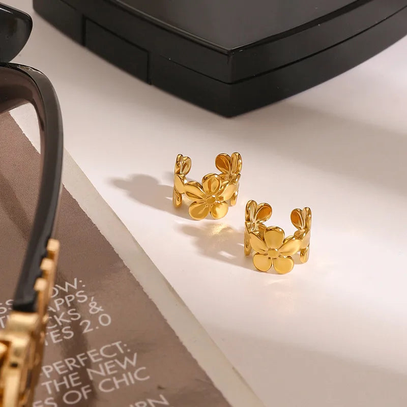 Earcuff floral doré