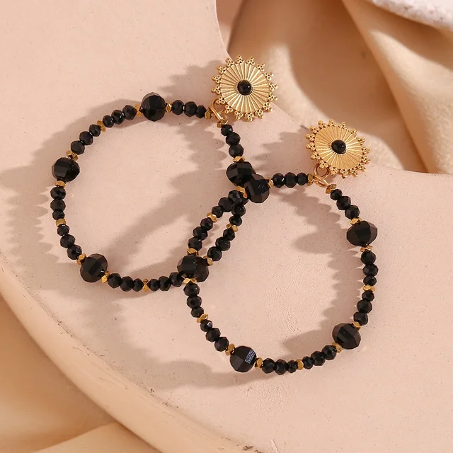 Boucle d'oreilles en TOURMALINE NOIRE - noir