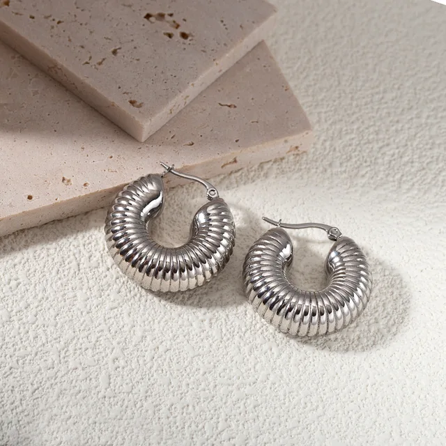 Boucle d'oreilles CREOLES TORSADEES - argenté