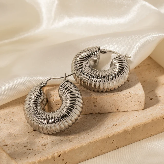 Boucle d'oreilles CREOLES TORSADEES - argenté