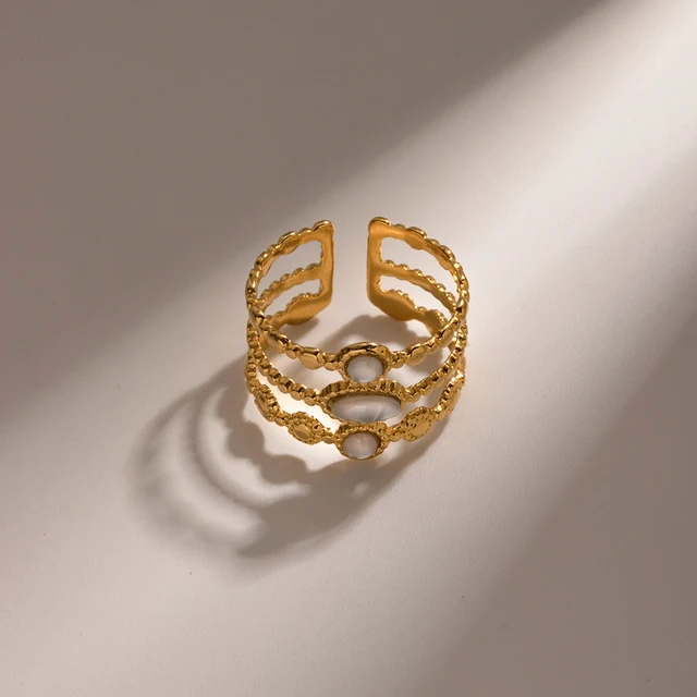 Bague en pierre naturelle VINTAGE Blanc