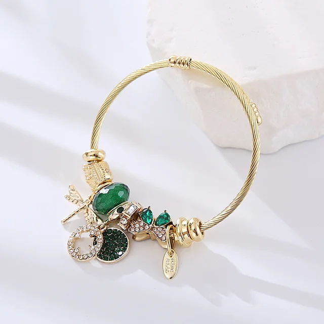 Bracelet charm's Gold & Green