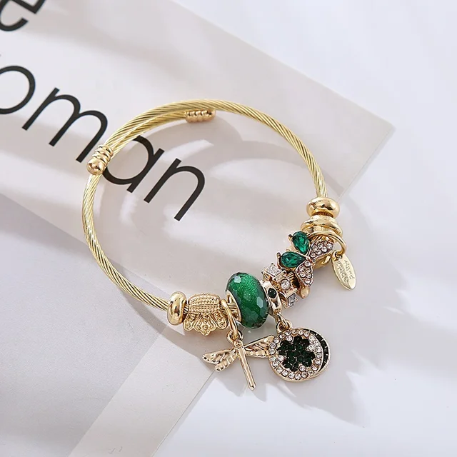 Bracelet charm's Gold & Green