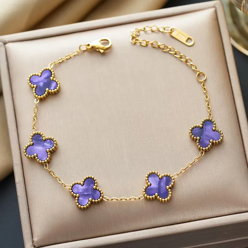 Bracelet trèfle mauve