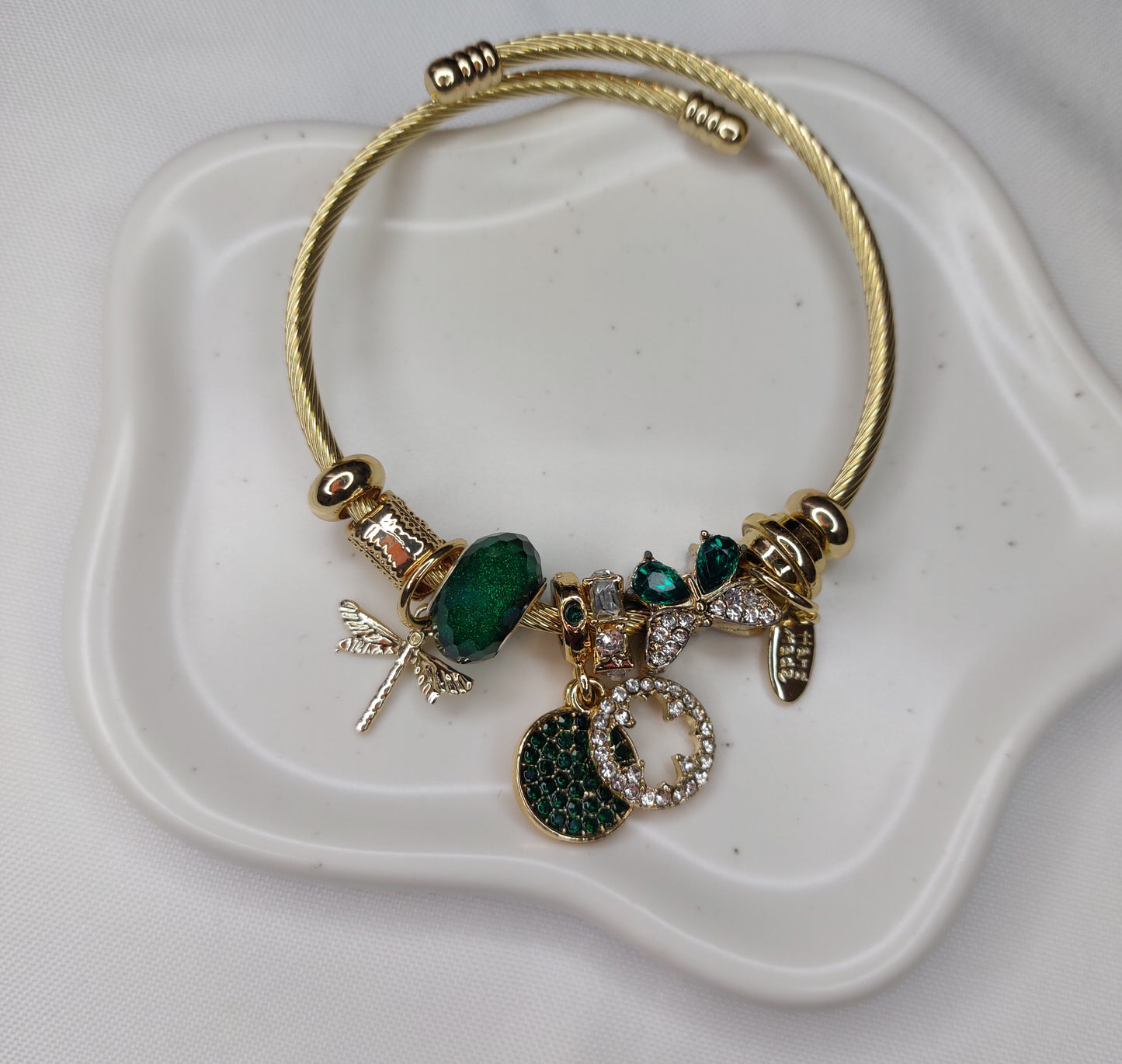 Bracelet charm's Gold & Green