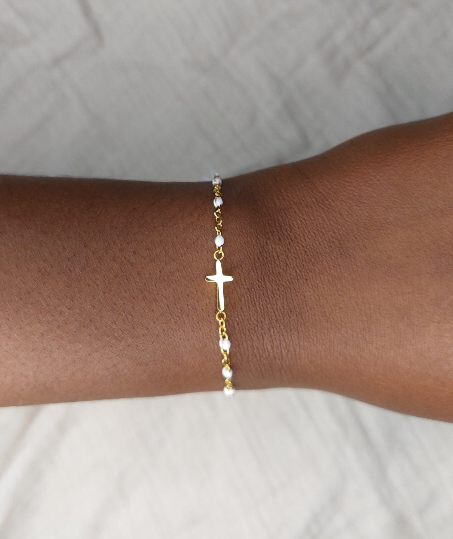 Bracelet Croix - Blanc