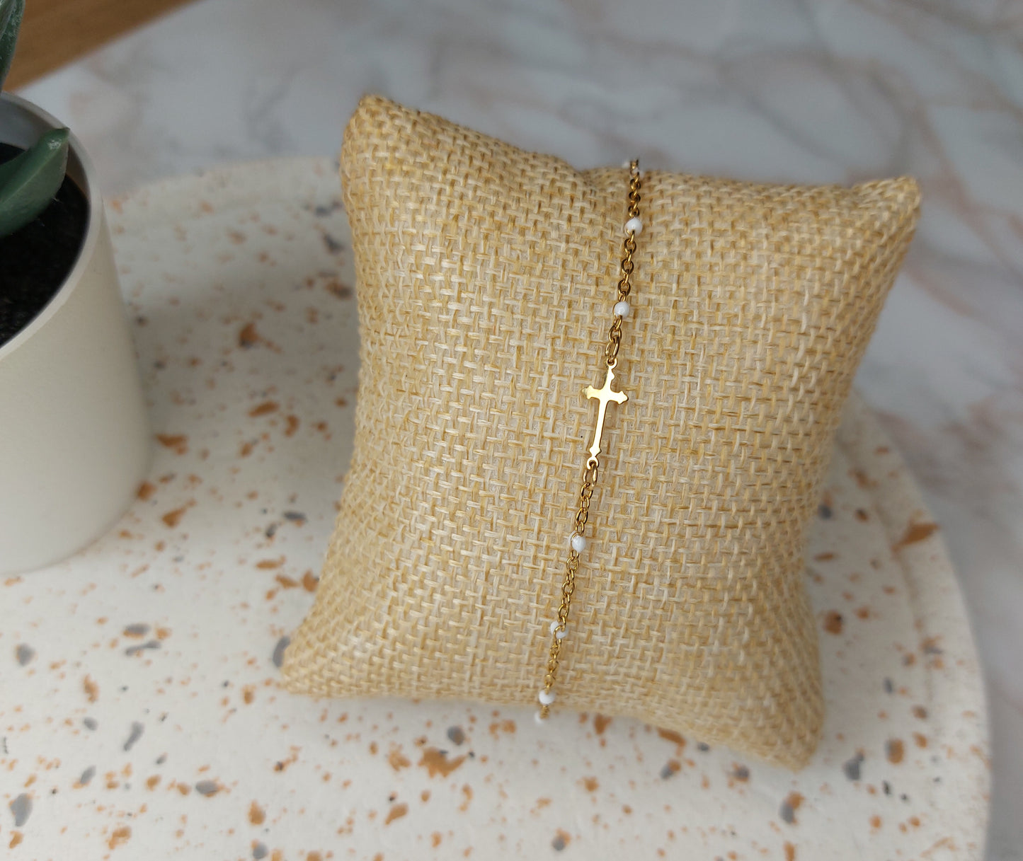 Bracelet croix Gold & White