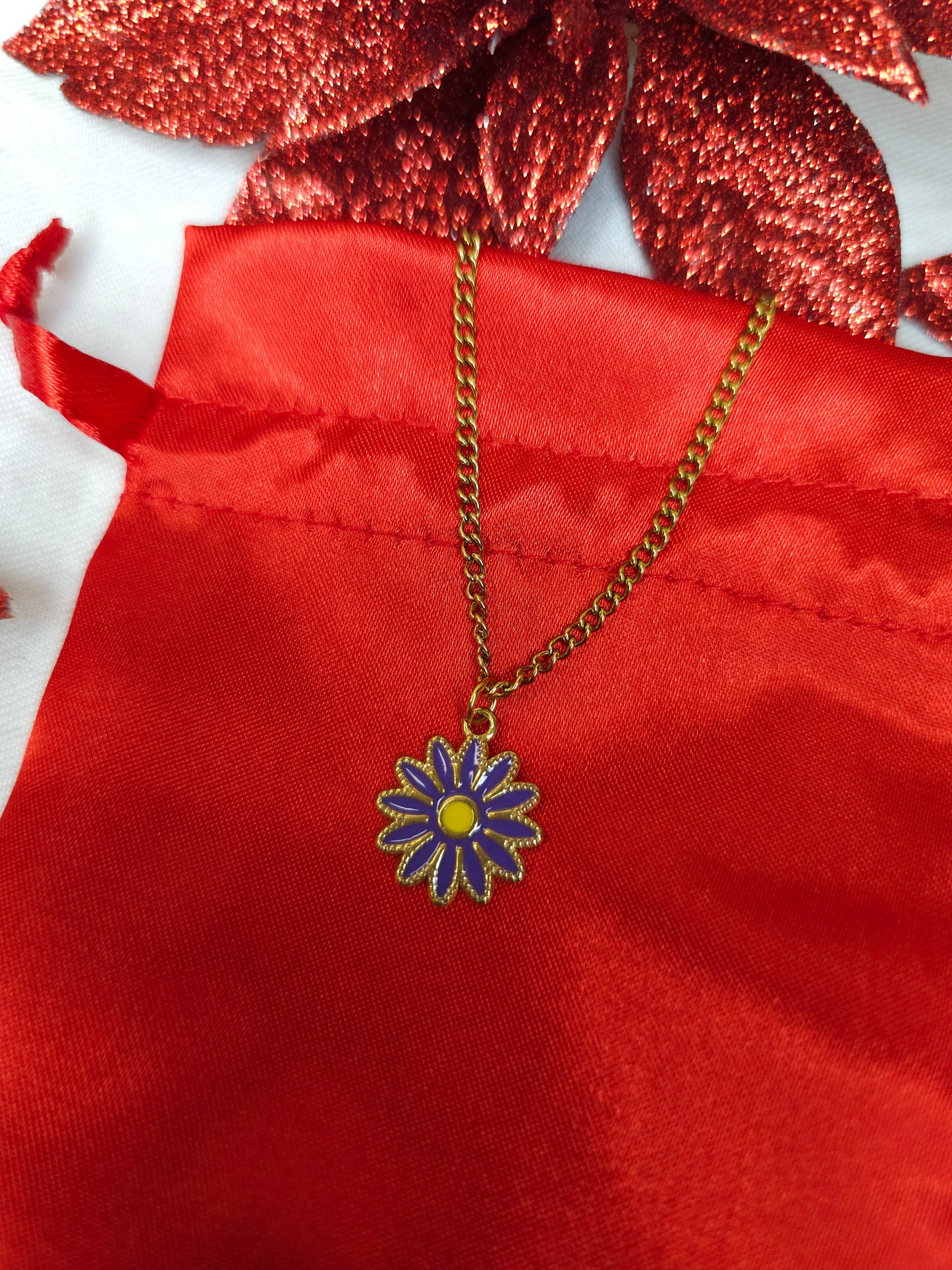 Collier marguerite mauve - Fillettes/ados