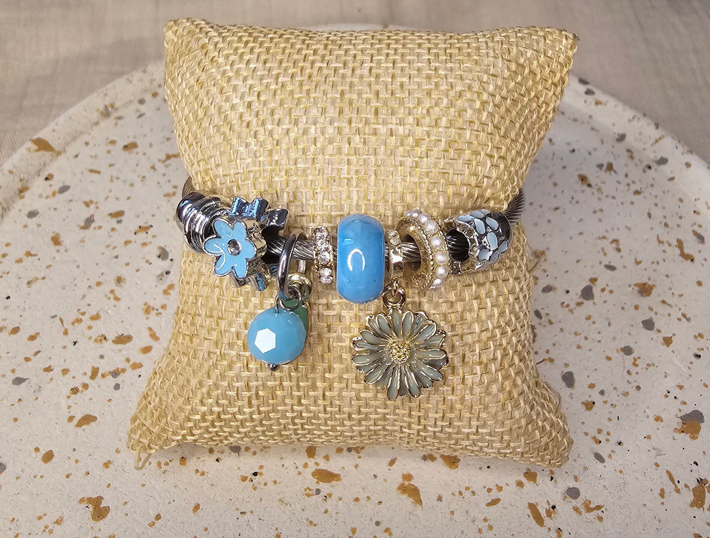 Bracelet charm's Flowers blue
