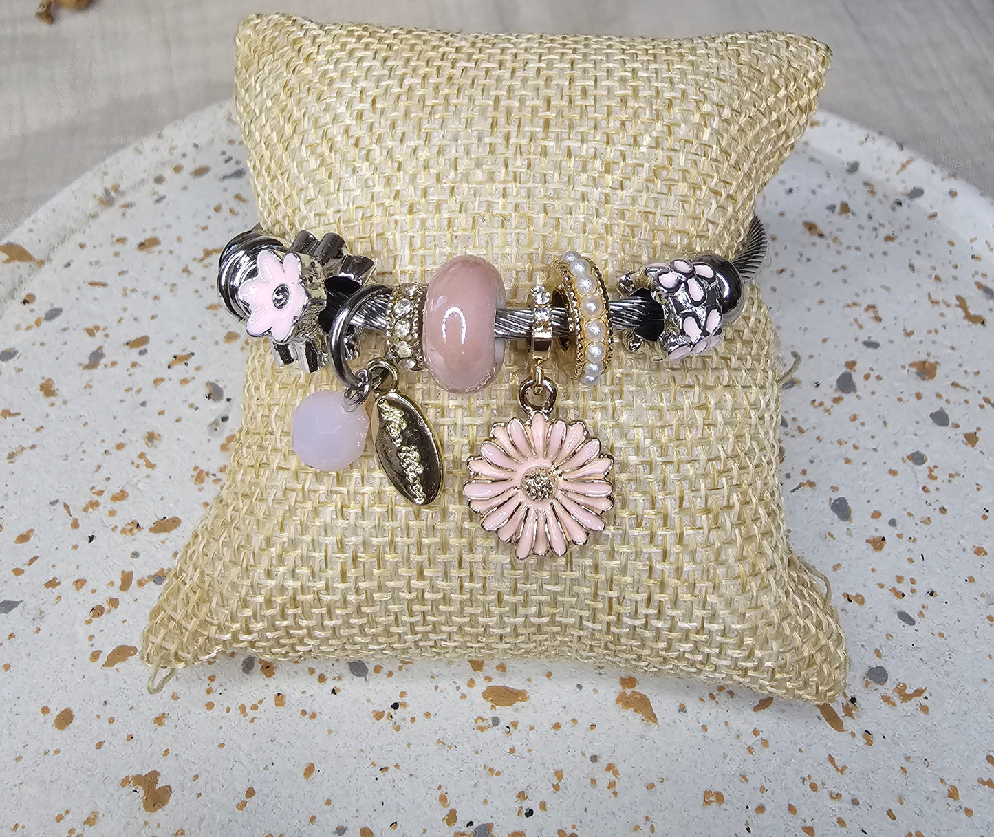 Bracelet charm's Flowers rose