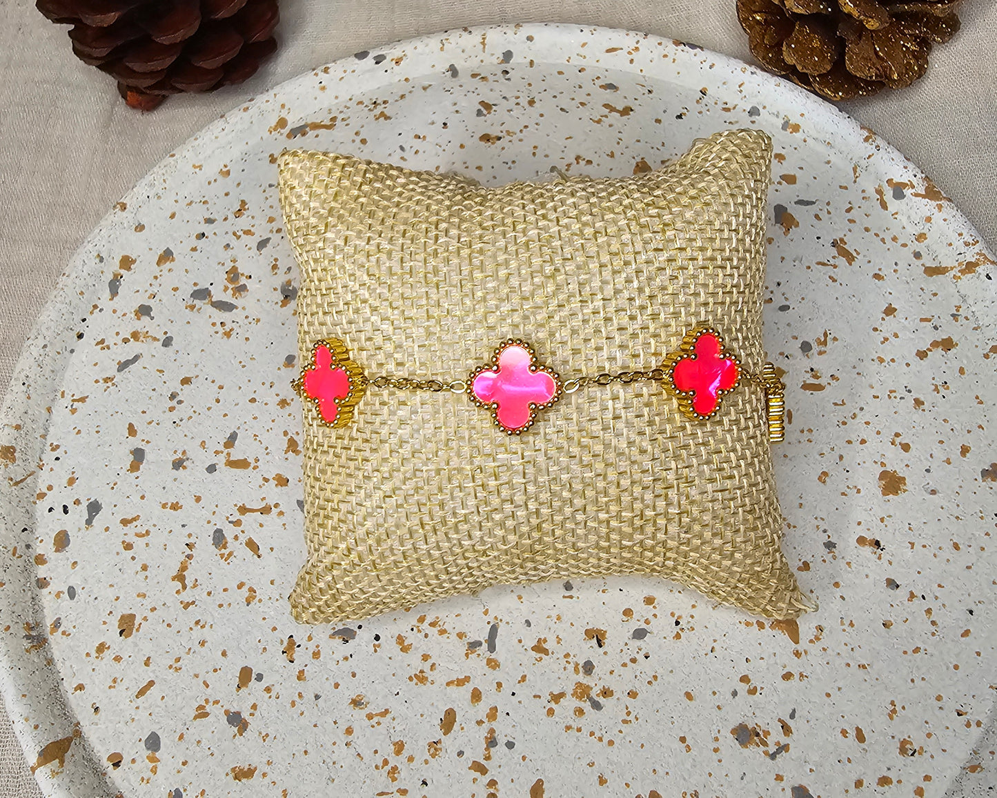 Bracelet trèfle rose
