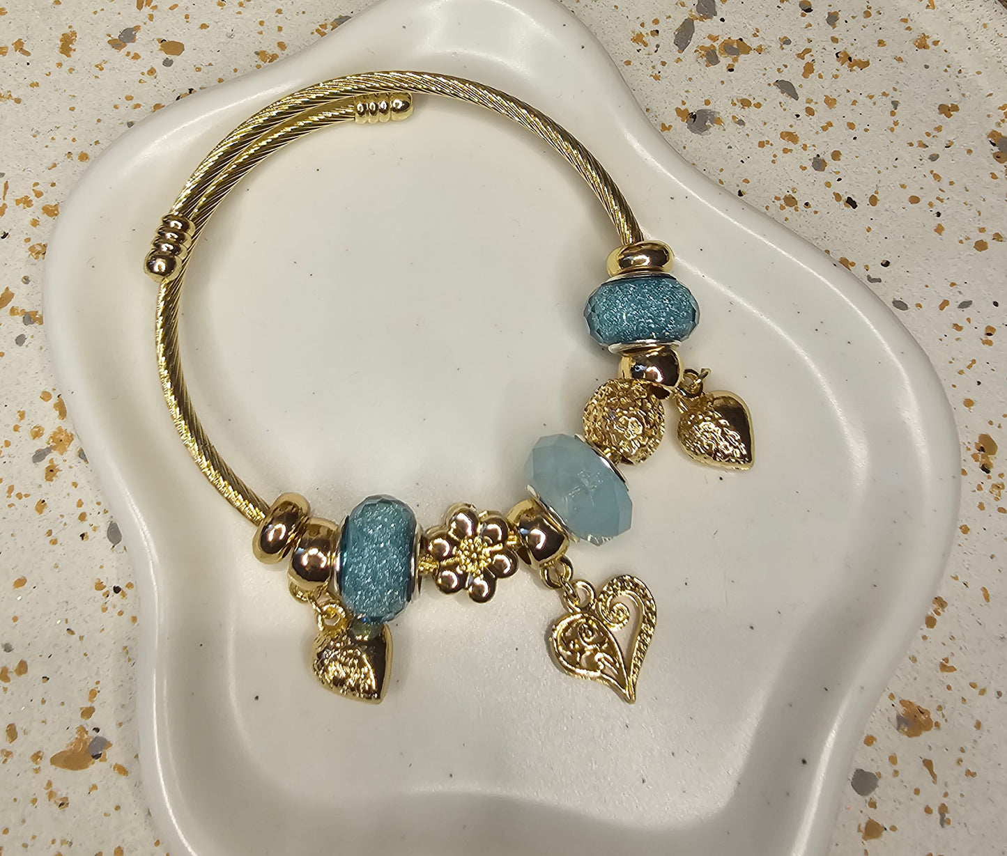 Bracelet charm's gold&blue 3
