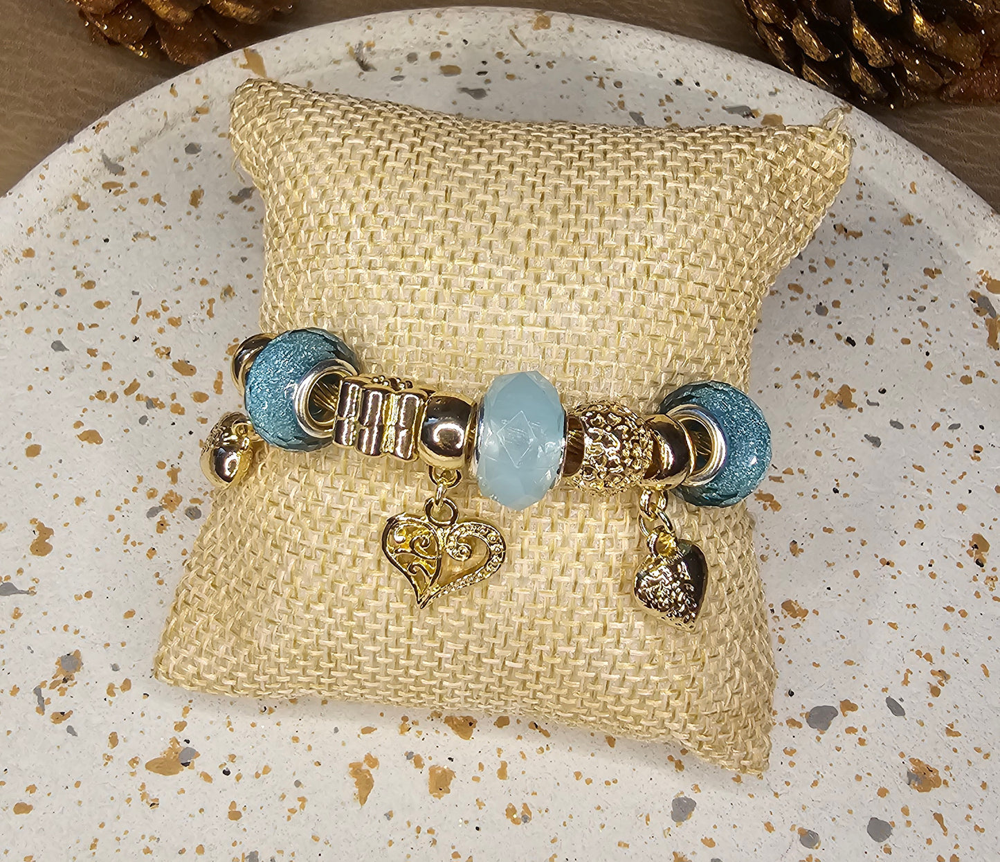 Bracelet charm's gold&blue 3