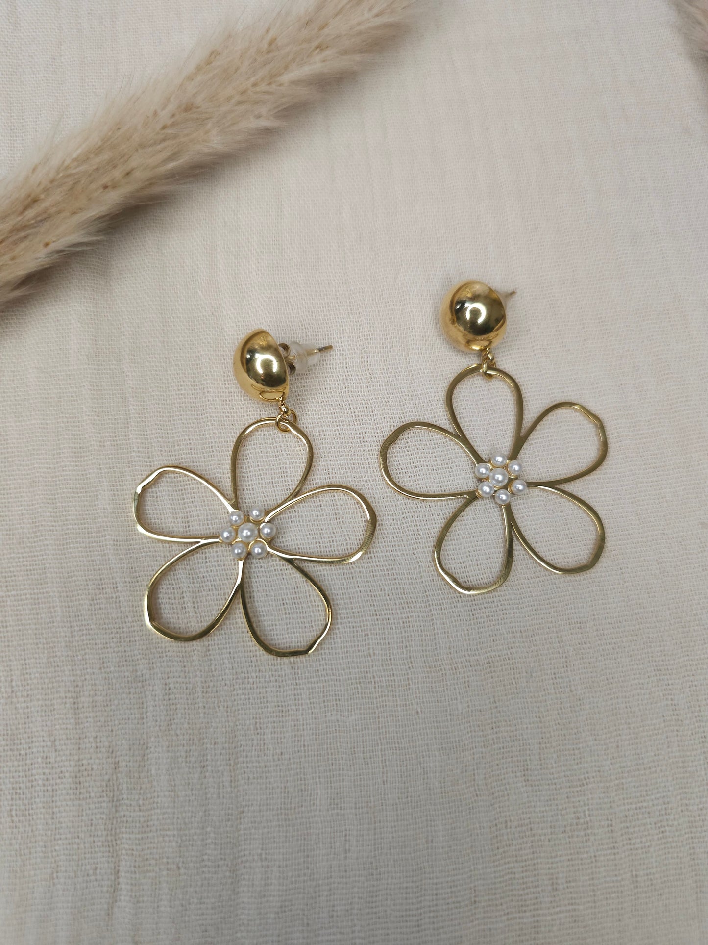 Boucles d'oreilles Fleur/perles