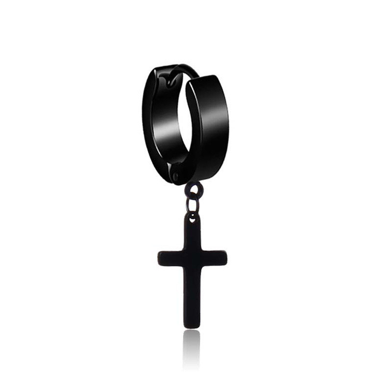 Boucles d'oreilles homme croix Noir