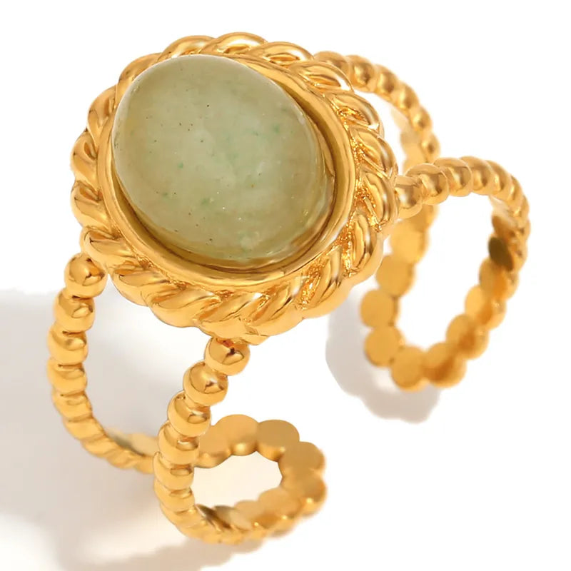 Bague Linéa - Pierre naturelle et plaqué or