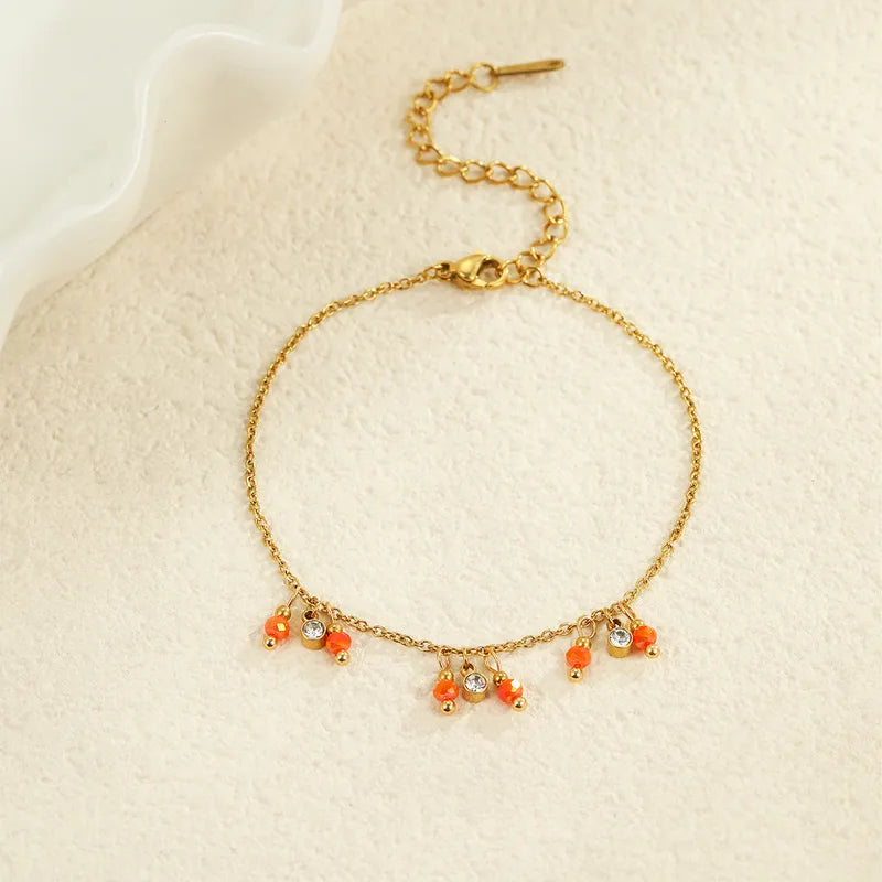 BRACELET BOHEME ORANGE ET STRASS