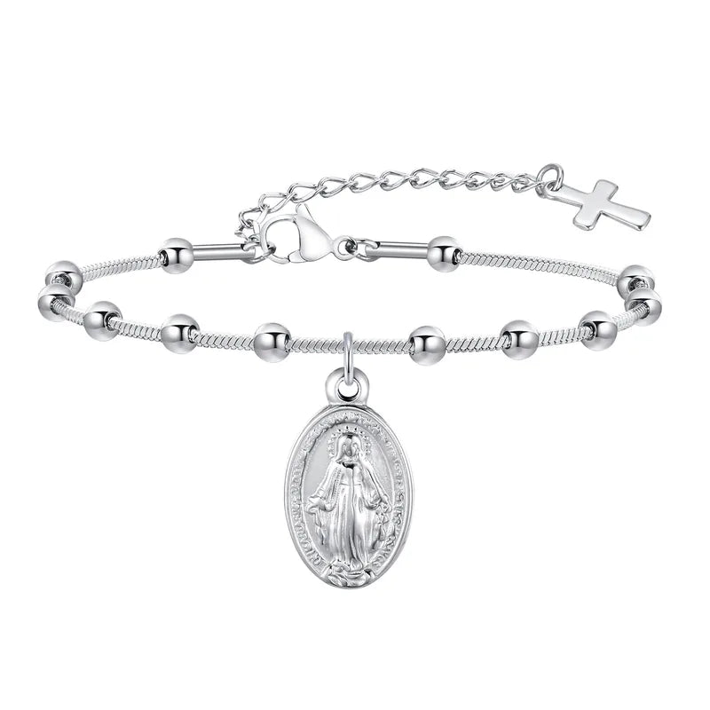 Bracelet médaille Vierge Miraculeuse - Argenté
