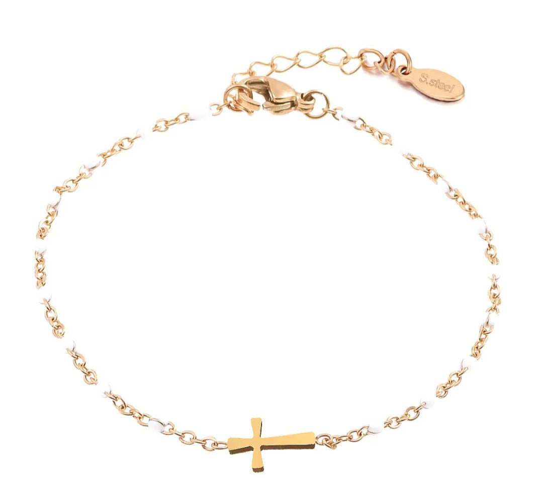 Bracelet Croix - Blanc