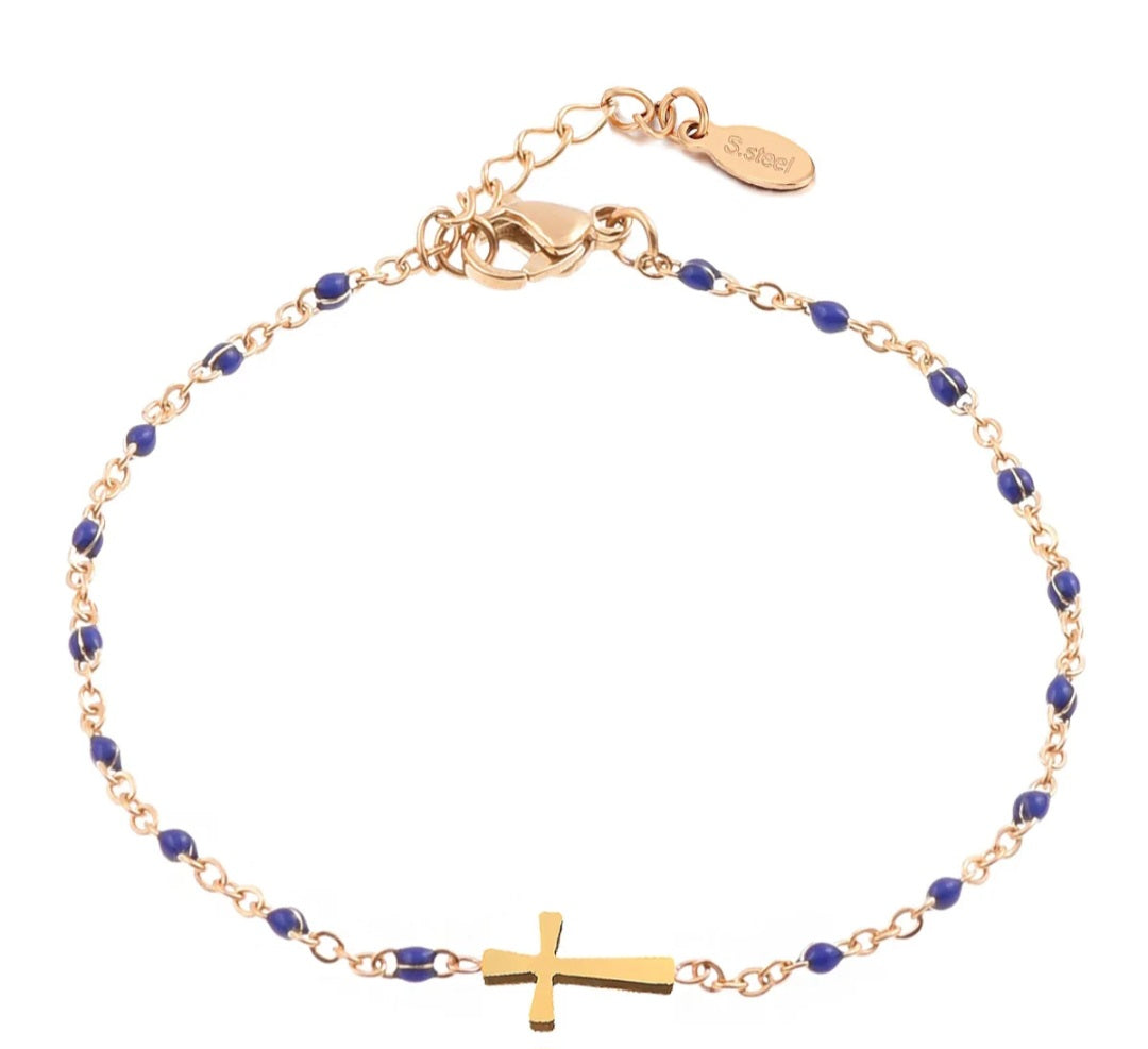 Bracelet Croix - Bleu roi