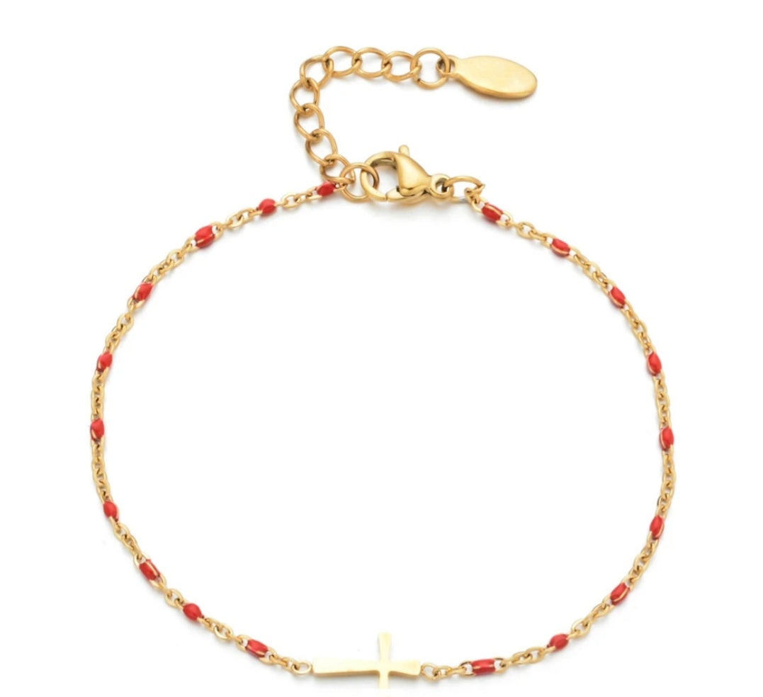 Bracelet Croix - Rouge