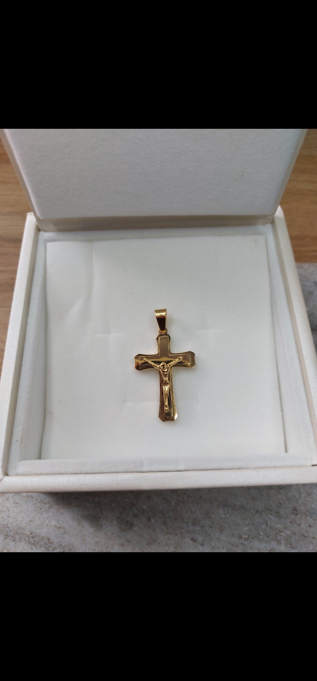 Croix plaque or et acier inoxydable