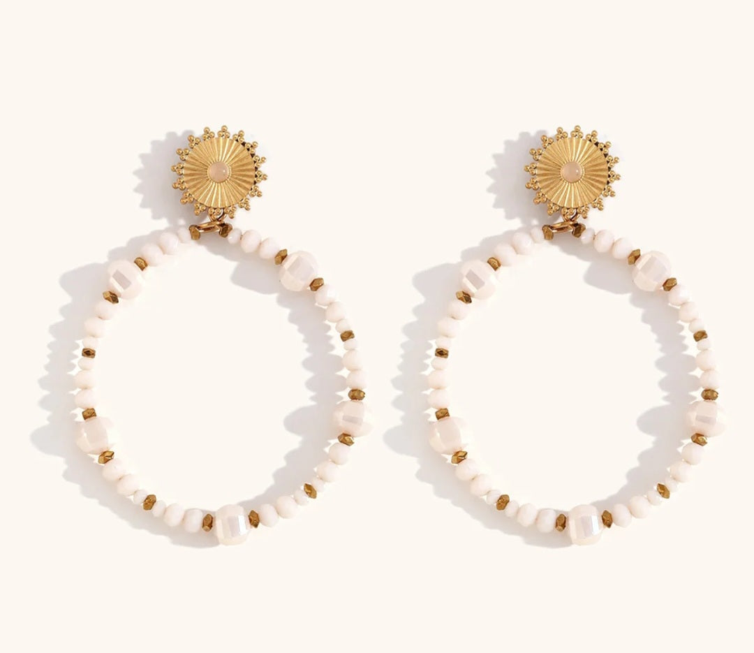 Boucle d'oreilles en QUARTZ ROSE - rose pâle
