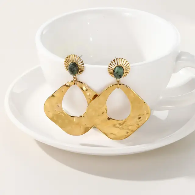 Boucle d'oreilles en JADE - plaqué or 18k