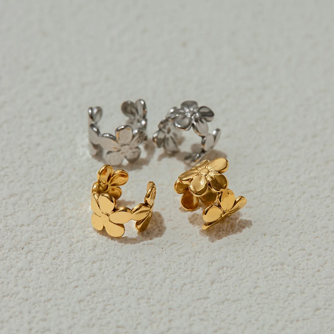 Earcuff floral doré