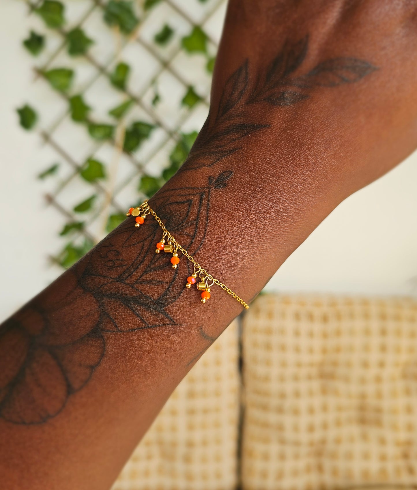 BRACELET BOHEME ORANGE ET STRASS
