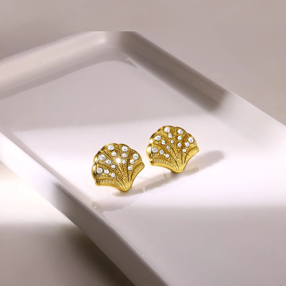 Puce d'oreilles - Coquille & strass