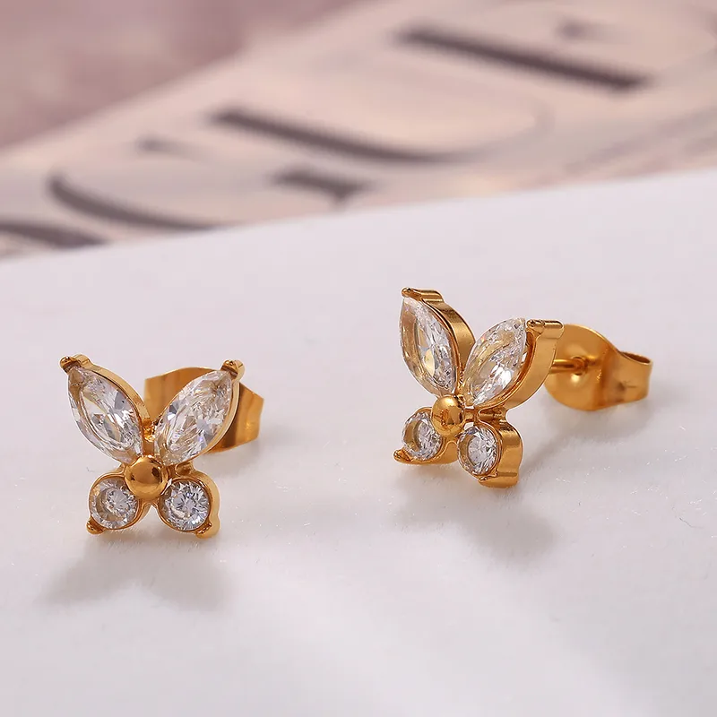 Puce d'oreilles - Butterfly & strass