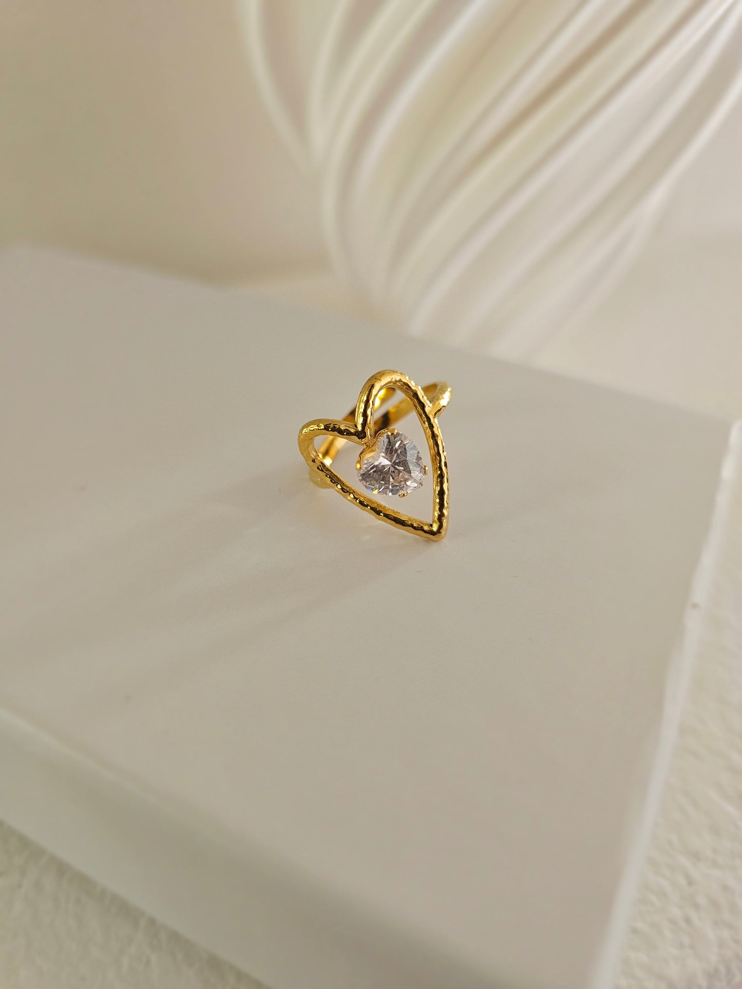 Bague coeur scintillant
