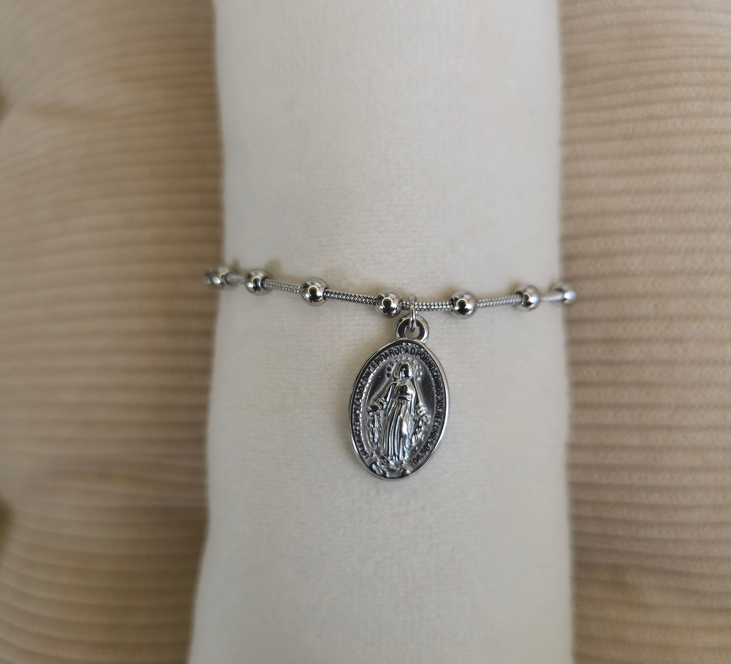 Bracelet médaille Vierge Miraculeuse - Argenté