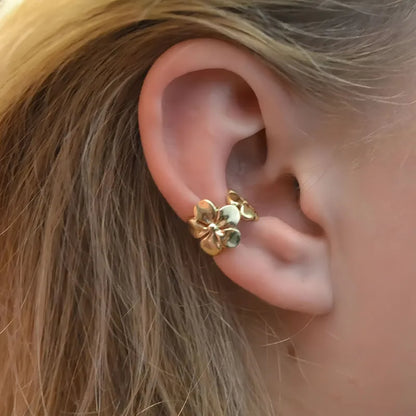 Earcuff floral doré