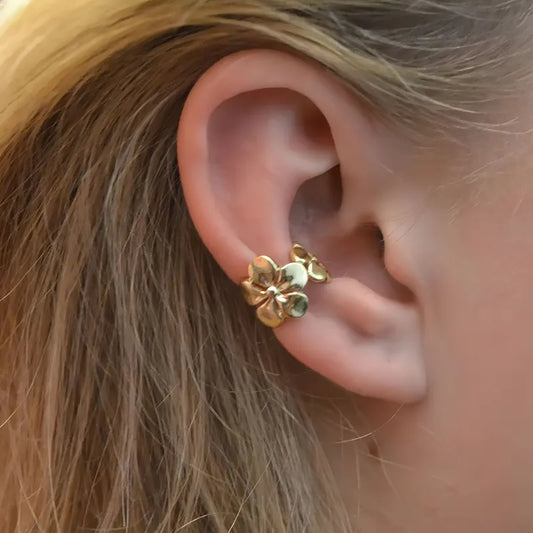Earcuff floral doré