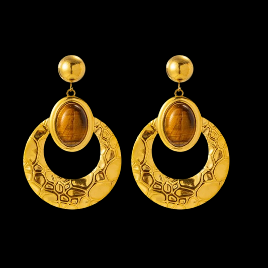 Boucles d'oreilles en pierre naturelle - Oeil de tigre