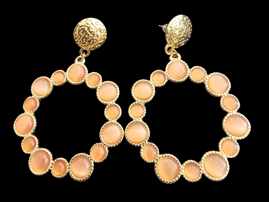 Boucles d'oreilles pierre naturelle opale et plaque or 18k