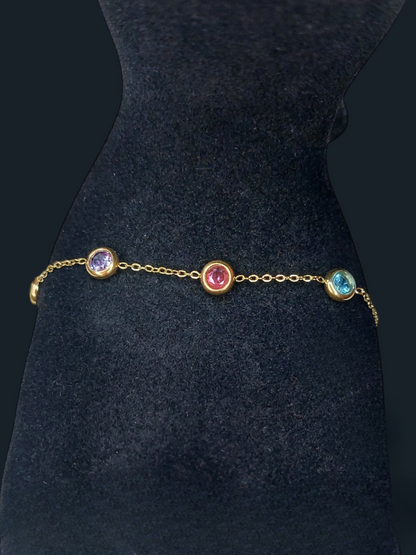 Bracelet Paillettes de Bonheur Colorés 18K