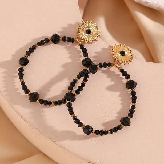Boucle d'oreilles en TOURMALINE NOIRE - noir