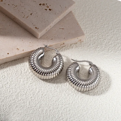 Boucle d'oreilles CREOLES TORSADEES - argenté