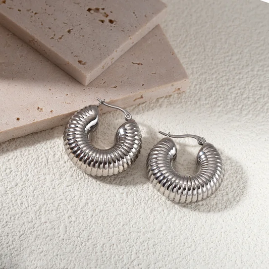 Boucle d'oreilles CREOLES TORSADEES - argenté