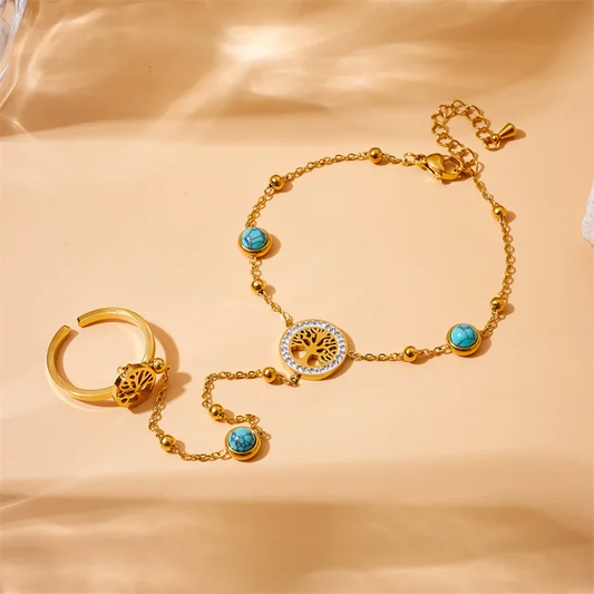 Chaîne de main Arbre de vie - TURQUOISE