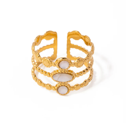 Bague en pierre naturelle VINTAGE Blanc