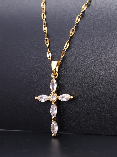 Collier croix zircon