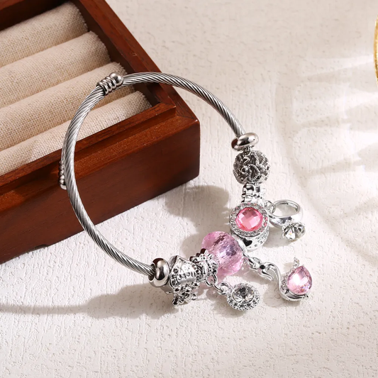 Bracelet charms silver & Pink