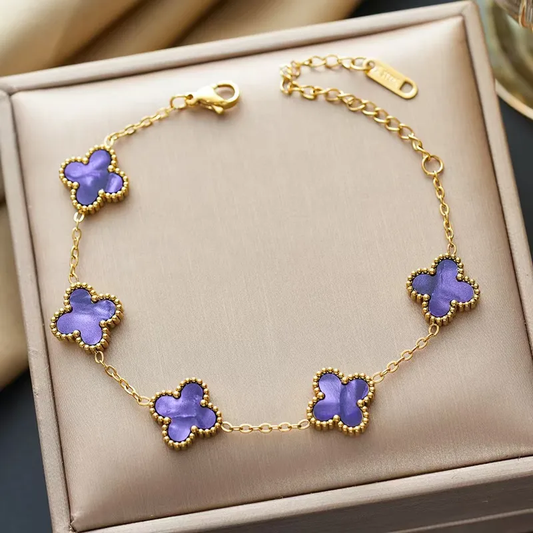 Bracelet trèfle mauve