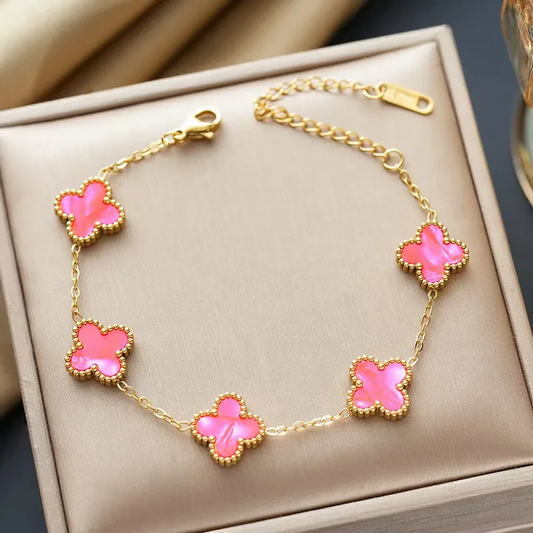 Bracelet trèfle rose