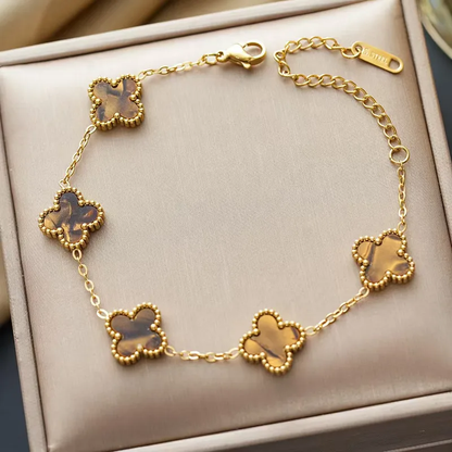 Bracelet trèfle marron