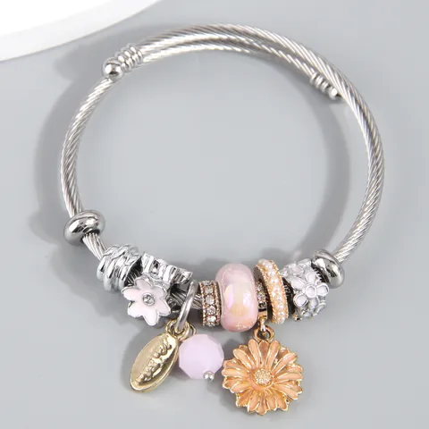 Bracelet charm's Flowers rose